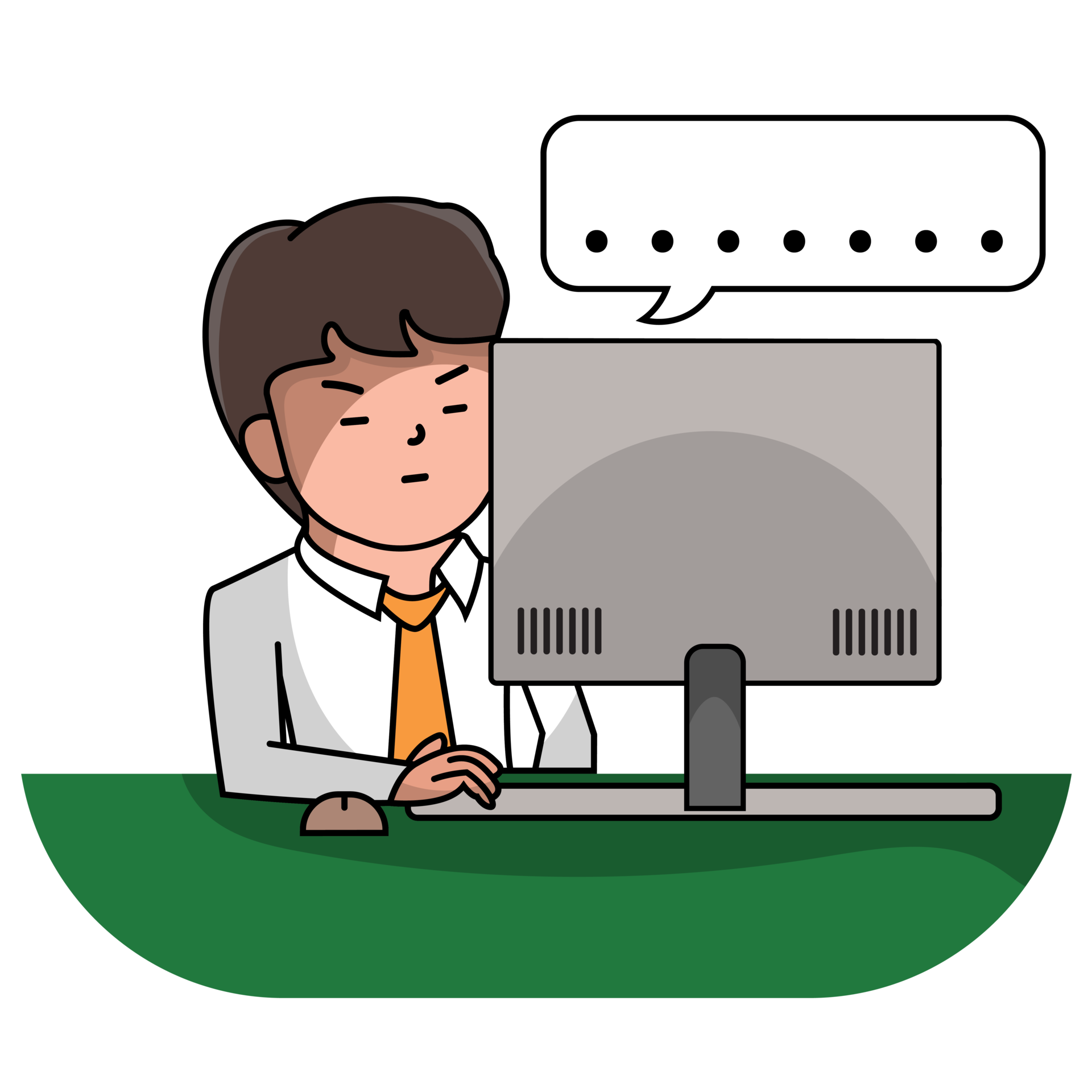 Businessman overtime cartoon scene 32188875 PNG