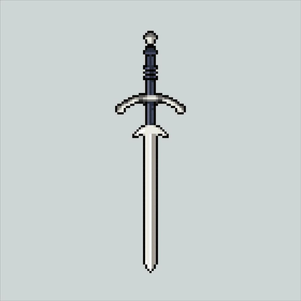 píxel Arte ilustración espada. pixelado clásico espada. Caballero clásico espada icono pixelado para el píxel Arte juego y icono para sitio web y vídeo juego. antiguo colegio retro vector