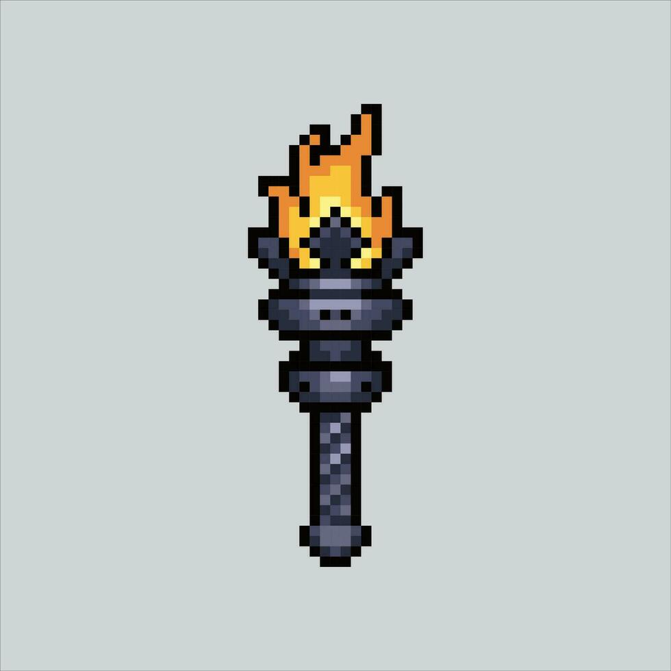 píxel Arte ilustración antorcha. pixelado antorcha. medieval antorcha icono pixelado para el píxel Arte juego y icono para sitio web y vídeo juego. antiguo colegio retro vector