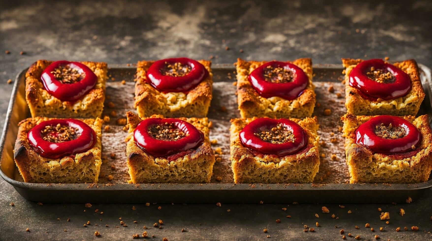 increíble comida fotografía, un cuadrado bandeja con 9 9 piezas de cinnabon ai generativo foto