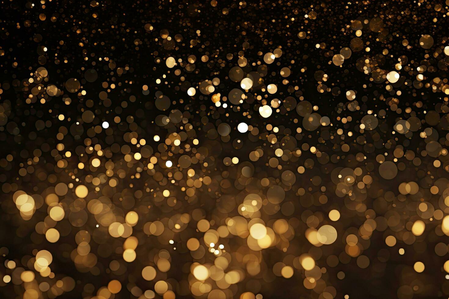 Gold glitter vintage lights background. gold and black. de-focused, Festive golden glittering in the dark night background, AI Generated photo