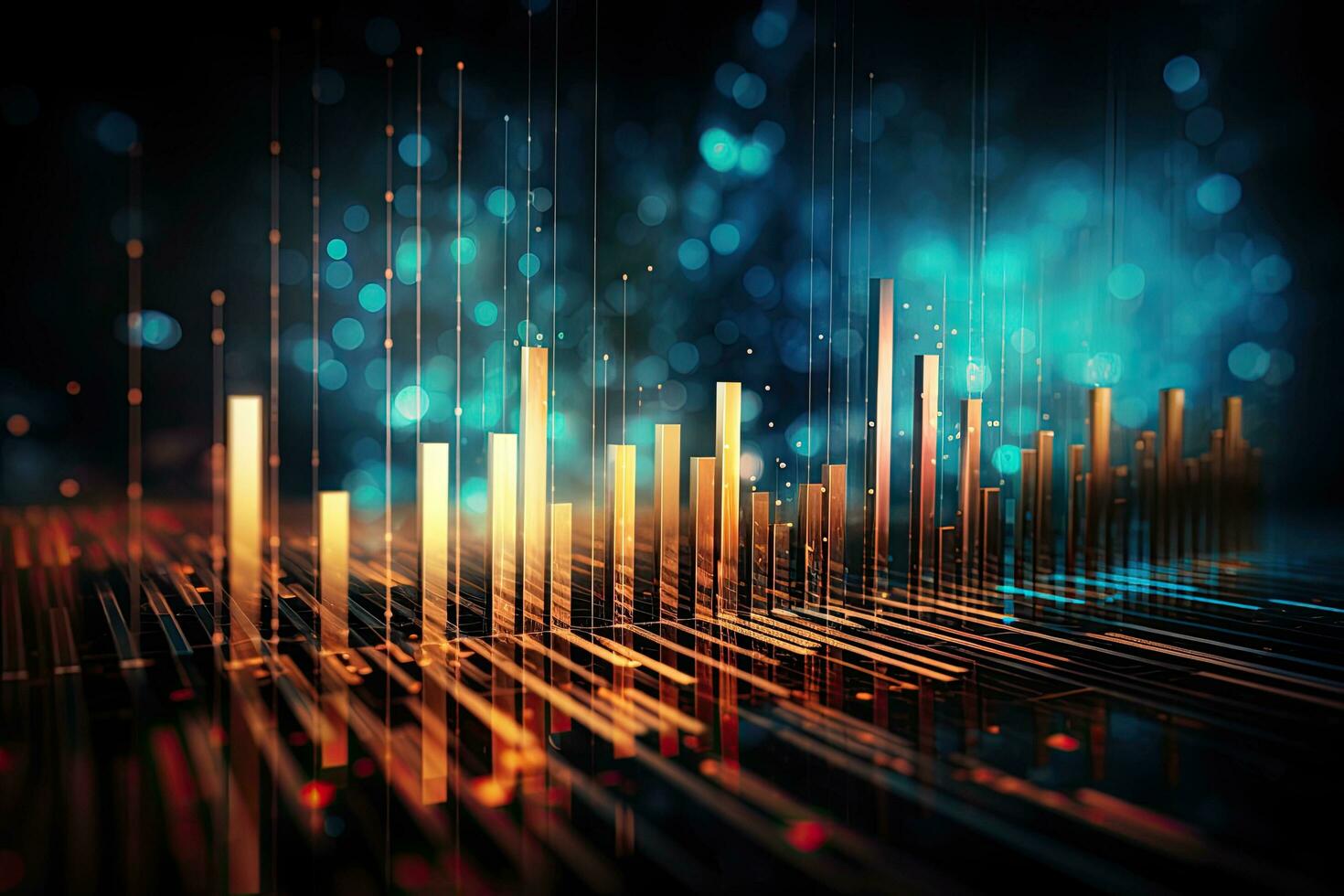 3D rendering of stock market chart on digital background. Mixed media, financial stock market graph on technology abstract background, AI Generated photo
