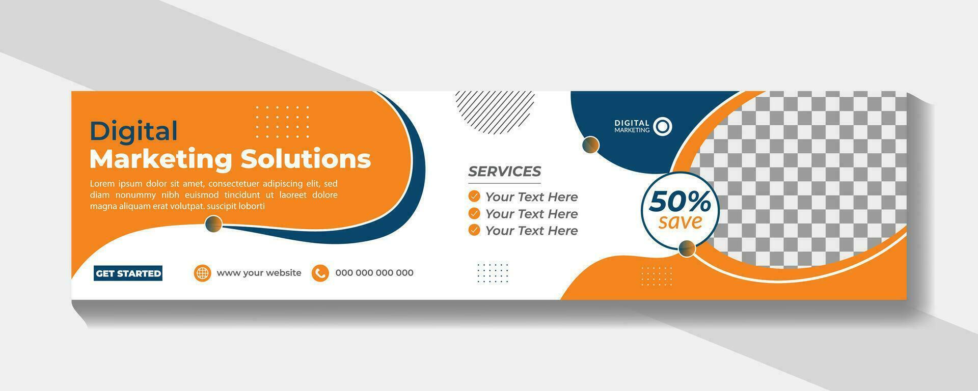 Digital business marketing advertisements cover and web banner design or social media post or modern business advertisements social media cover banner web ad design vector