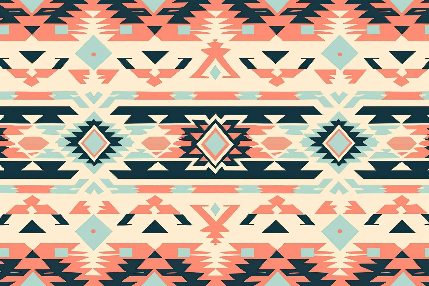 Tribal vector ornament. Seamless African pattern. Ethnic carpet with chevrons. Aztec style. Geometric mosaic on the tile, majolica. Ancient interior. Modern rug. Geo print on textile, AI Generated photo