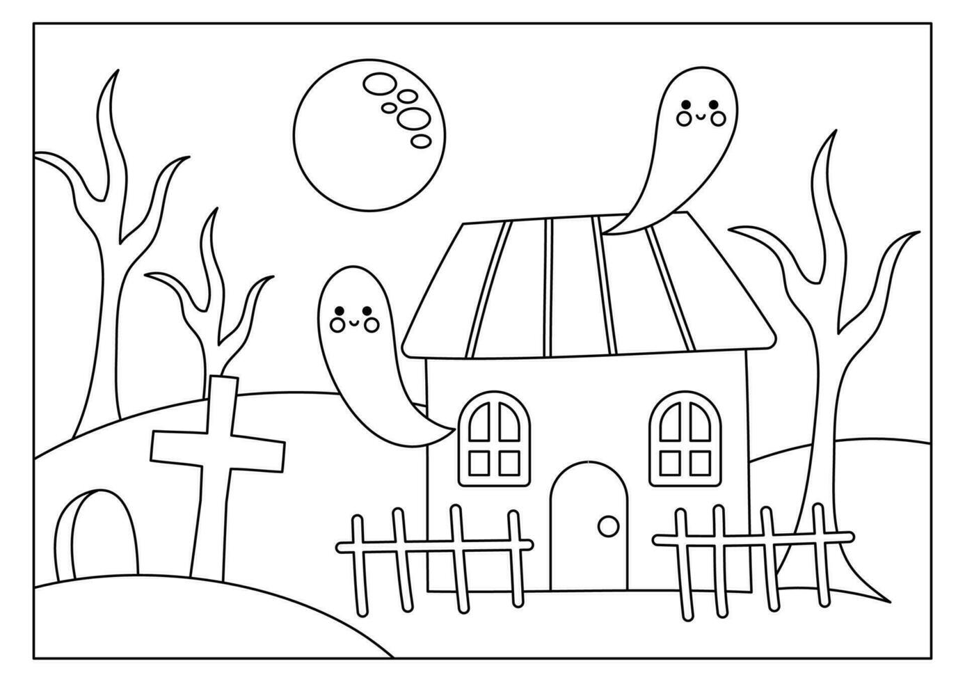 Haunted house coloring page for kids vector