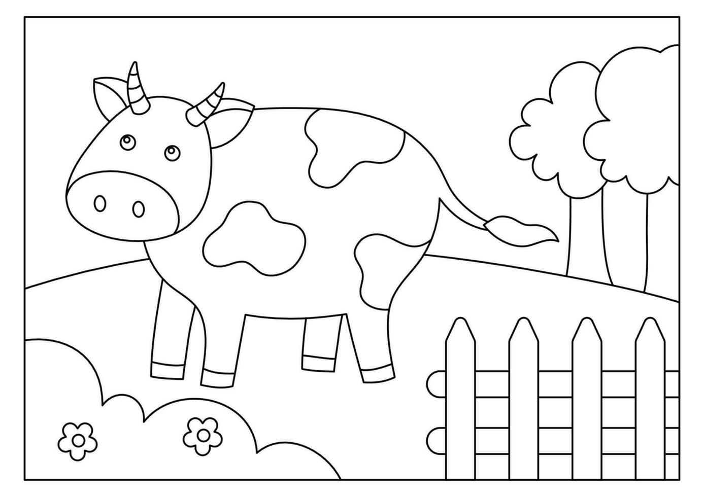 Farm animal coloring page for kids vector