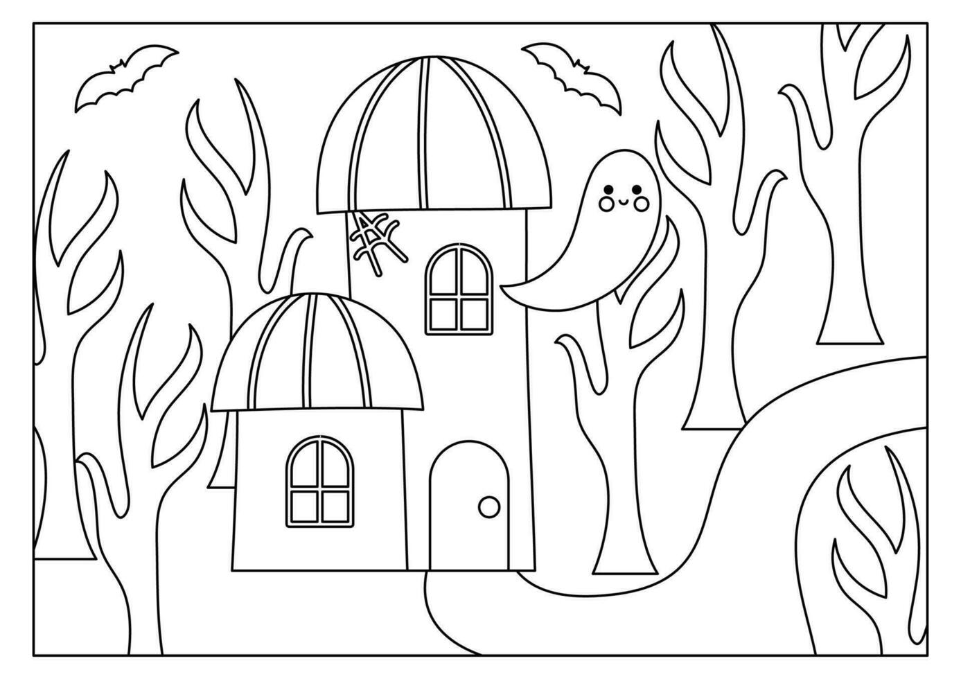 Haunted house coloring page for kids vector