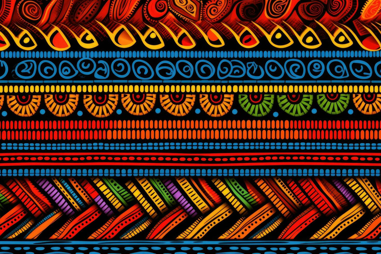 Seamless vector tribal ethnic pattern. Hand drawn african background, ethnic fabric pattern, African tribal pattern in colorful, AI Generated photo