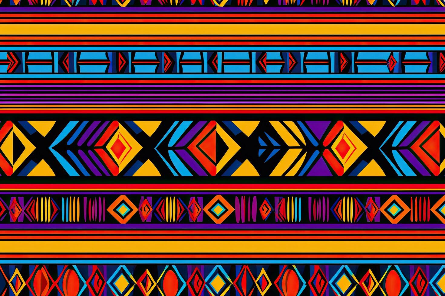 Seamless geometric African pattern. Ethnic ornament on the carpet. Aztec style. Tribal ethnic texture. Vector illustration for web design or print, ethnic fabric pattern, AI Generated photo