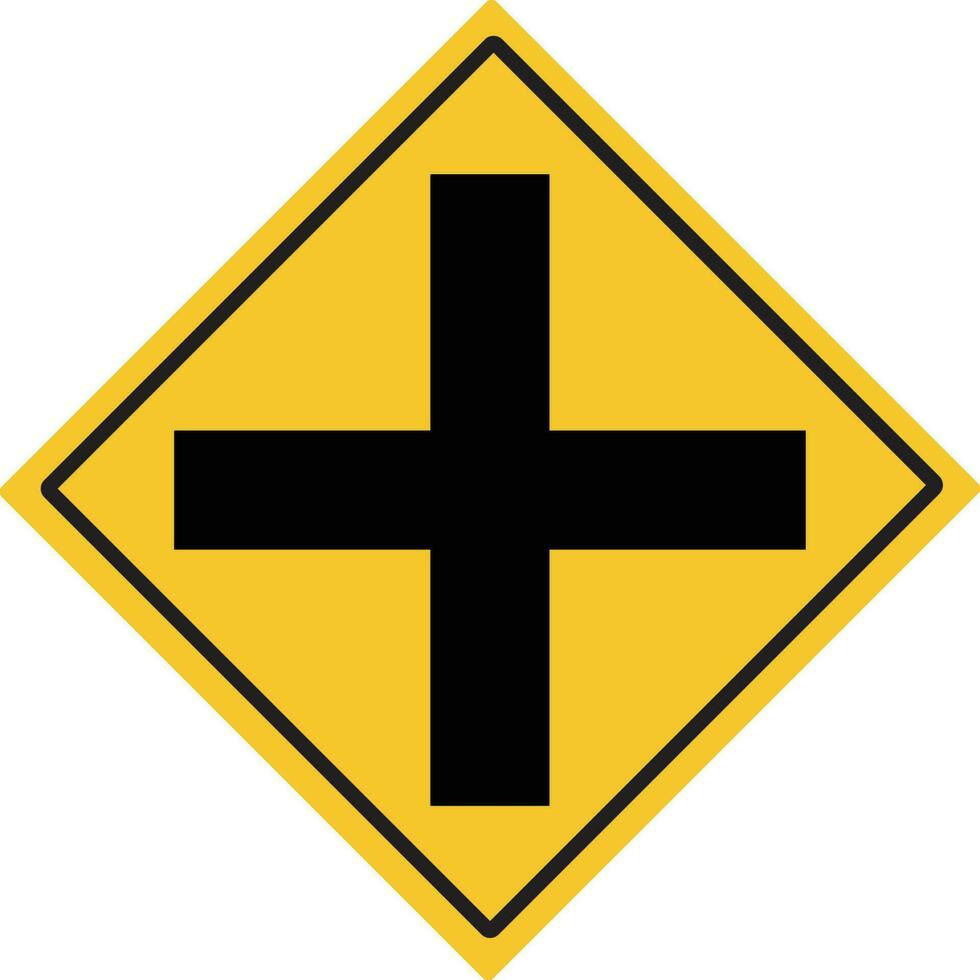 Intersection ahead. Intersection sign . Traffic warning signs. Illustration vector