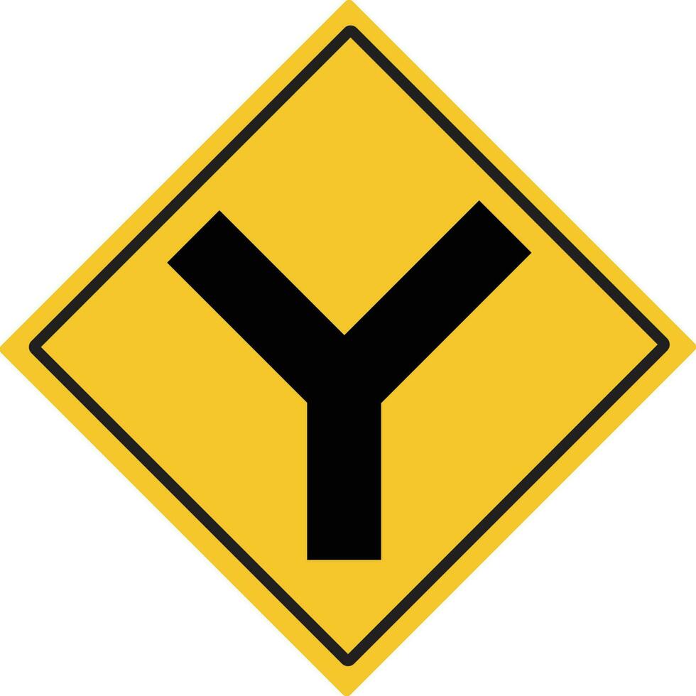 Y-junction ahead. Intersection sign . Traffic warning signs. Illustration vector