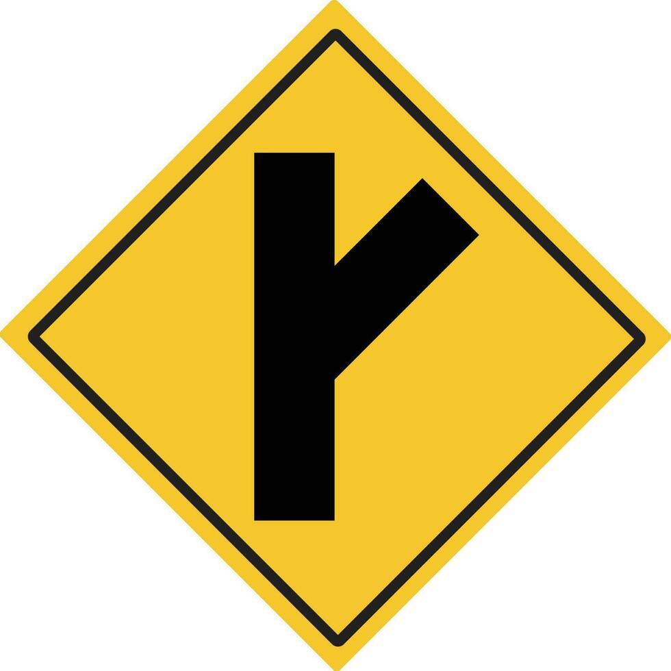 Road branching off right. Intersection sign . Traffic warning signs. Illustration vector