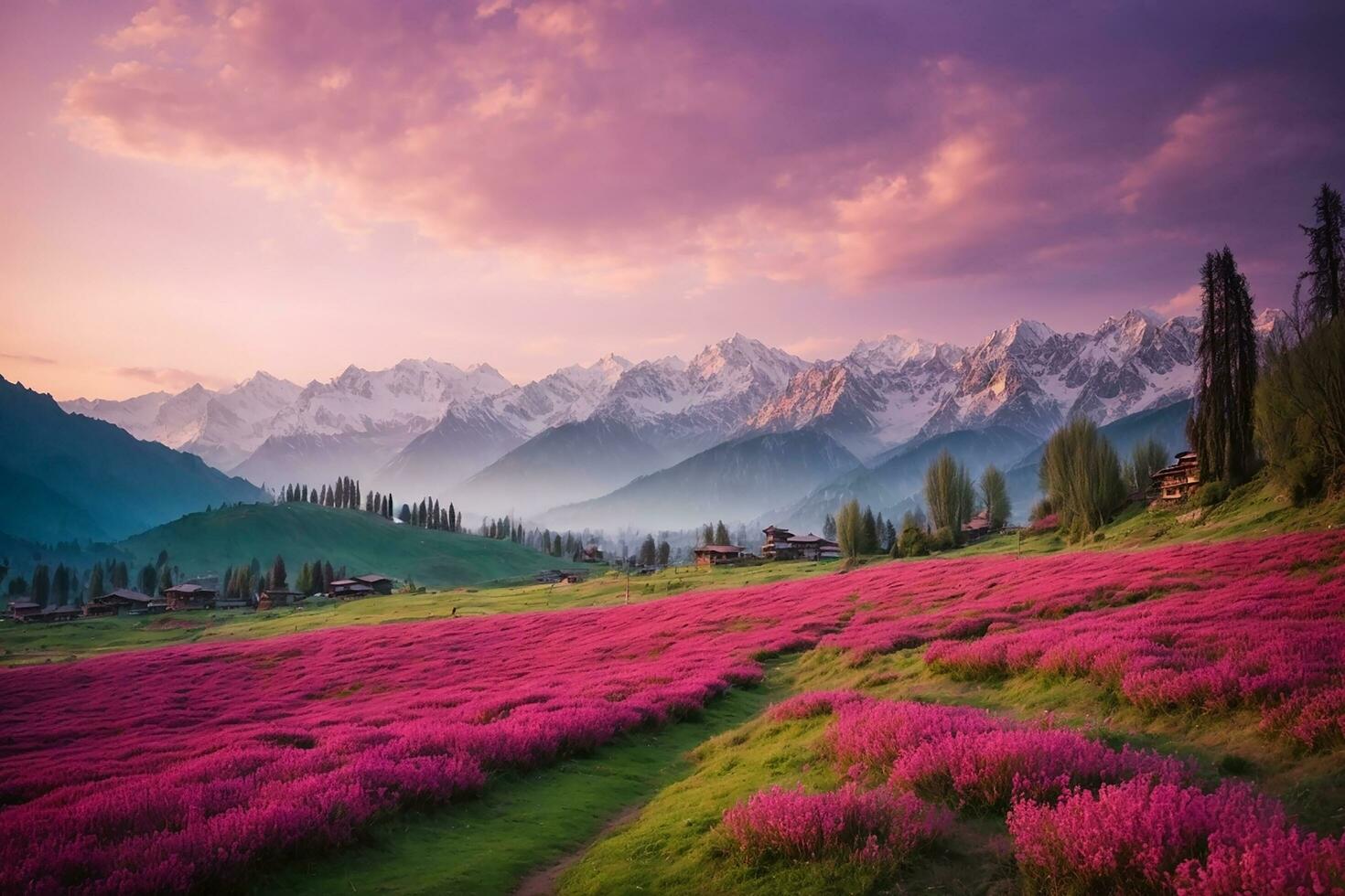 the stunning landscapes in Kashmir captures the serene beauty Generative ai photo