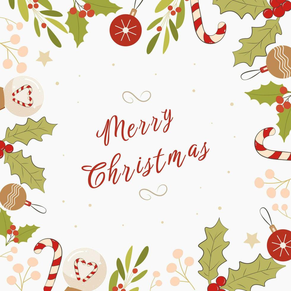 Merry Christmas square background with christmas elements vector