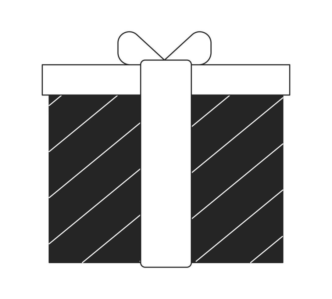 Award in paper box flat monochrome isolated vector object. Special present. Editable black and white line art drawing. Simple outline spot illustration for web graphic design