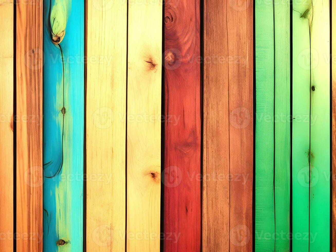 Rustic abstract painted wooden wall table floor texture - wood background panorama banner long, rainbow painting colors LGBT, seamless pattern. Generative Ai photo