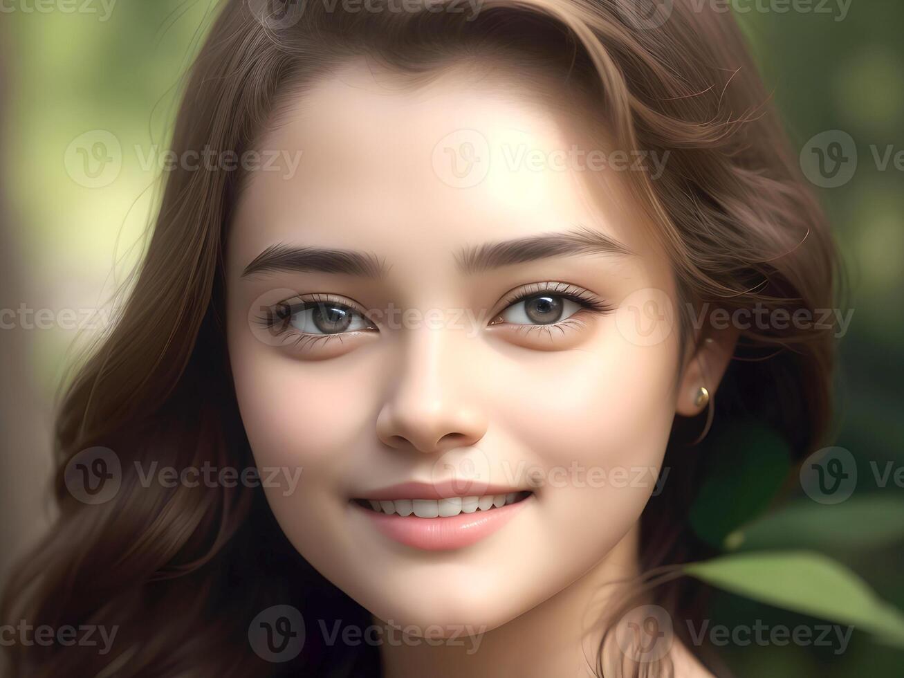Profile of beautiful young female model, Generative AI photo