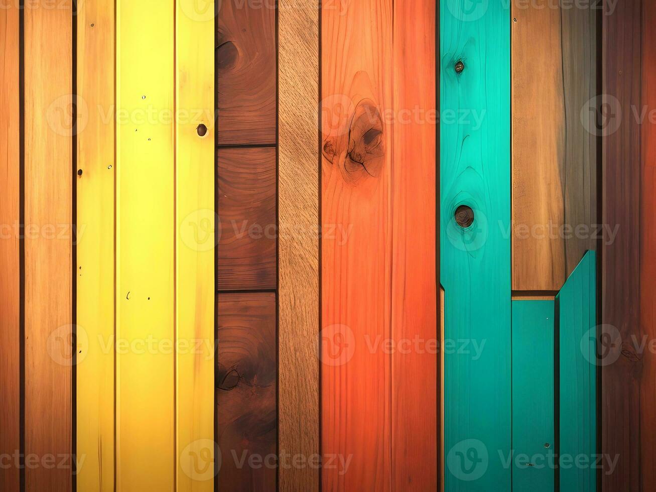 Rustic abstract painted wooden wall table floor texture - wood background panorama banner long, rainbow painting colors LGBT, seamless pattern. Generative Ai photo