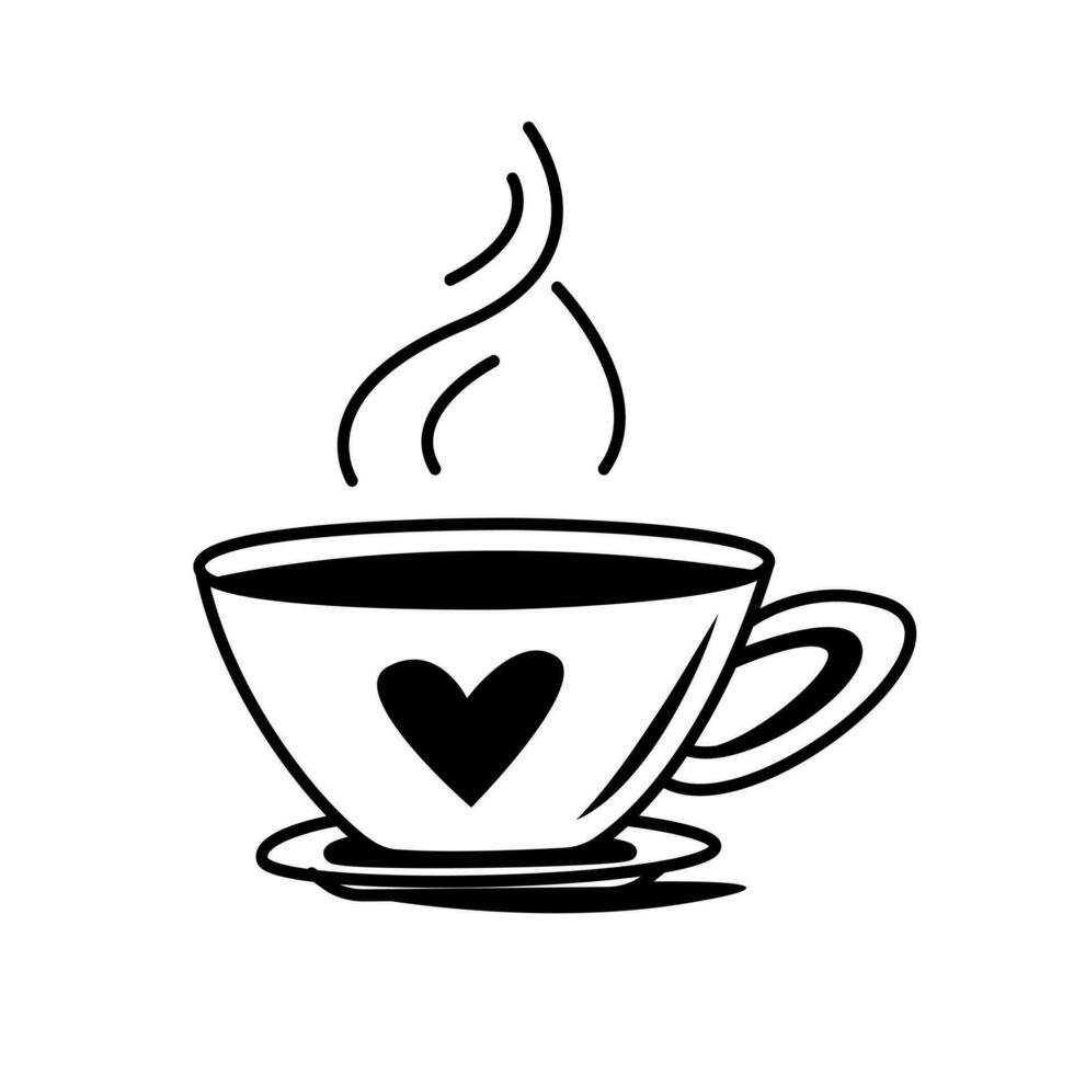 hot tea in a warm mug in the doodle style. Vector illustration of the symbol of warming up in the cold