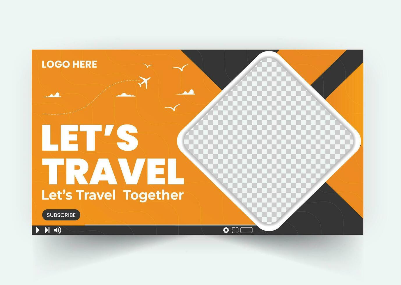 Travel youtube video thumbnail or web banner template vector