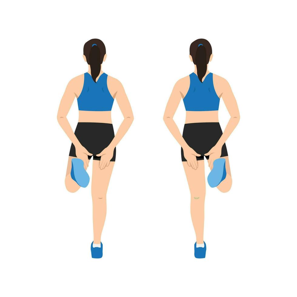 Woman doing Explosive bum kicks exercise. vector