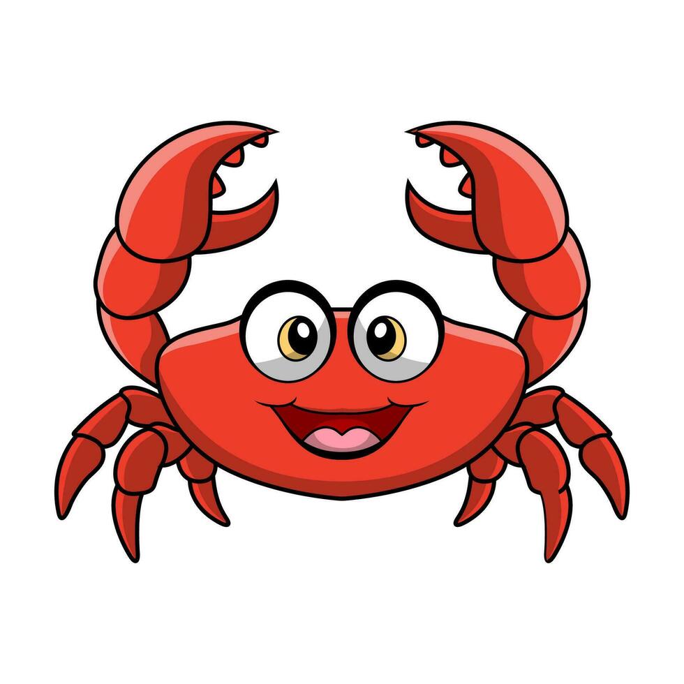 Cute crab cartoon on white background vector
