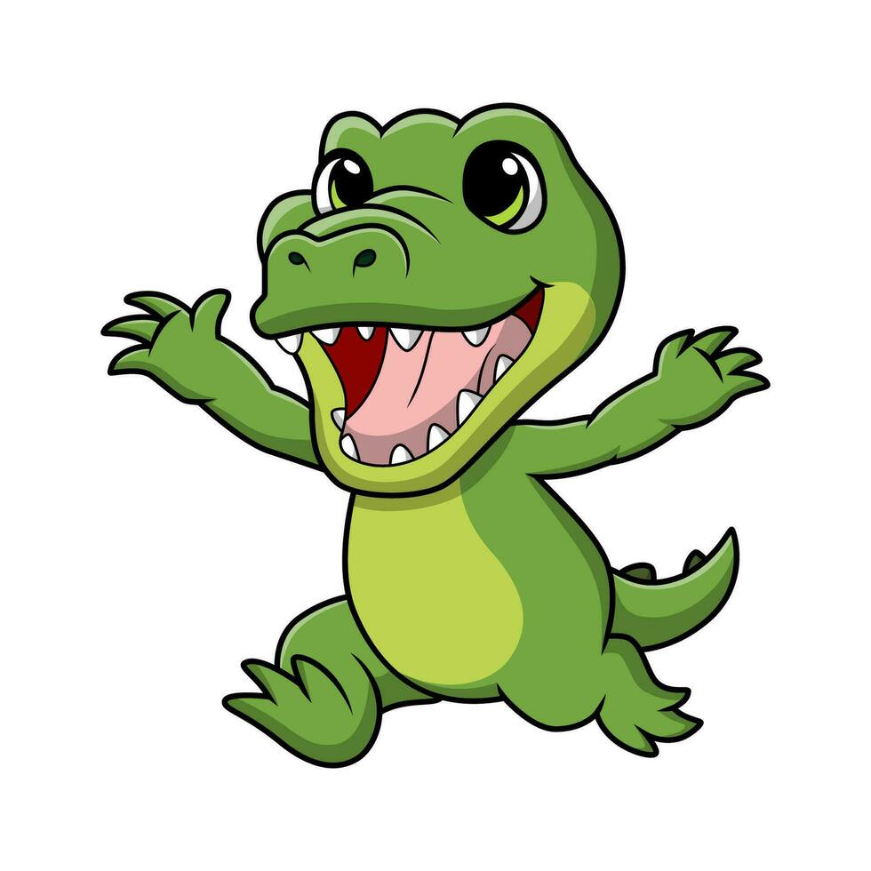 Cute crocodile cartoon on white background vector