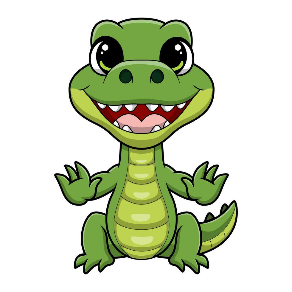 Cute crocodile cartoon on white background vector