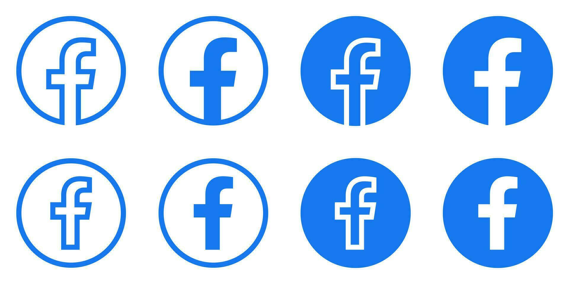 Facebook Logo - Vector Set Collection - Original Latest Blue Color - Isolated. F Icon for Web Page, Mobile App or Print Materials.