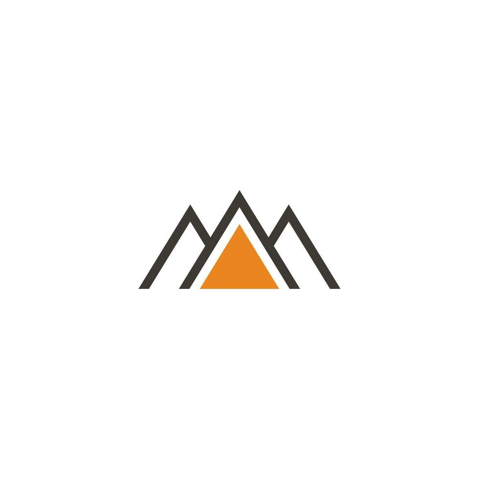 letter m golden mountain simple triangle geometric logo vector