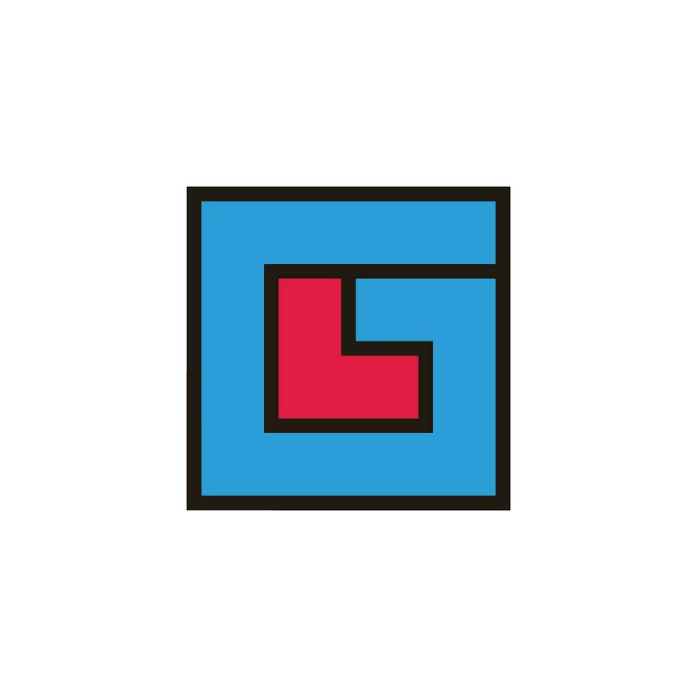 letter gl square colorful outline geometric logo vector