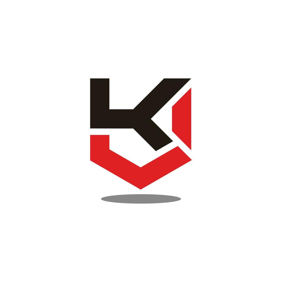 letter kj simple geometric colorful line logo vector