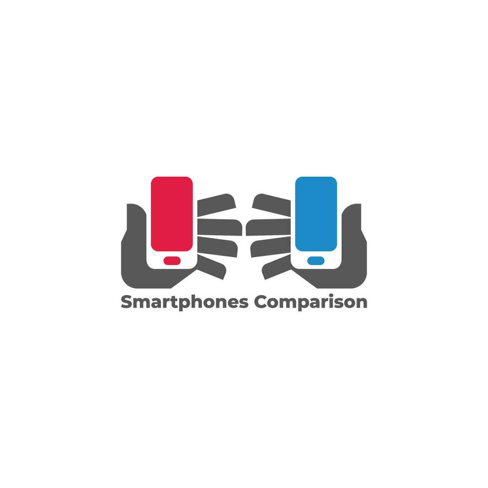 hand hold smart phone, phone comparison symbol vector