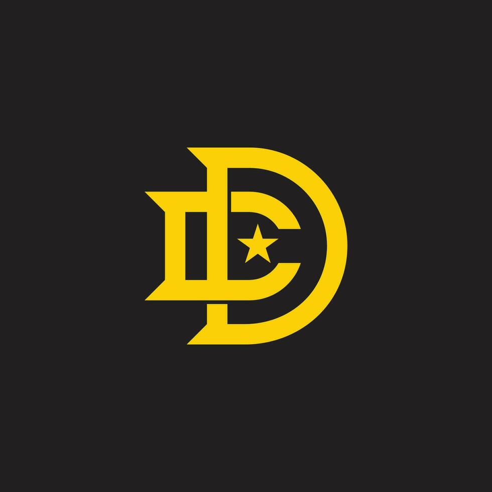 letter cd star simple geometric overlap logo vector