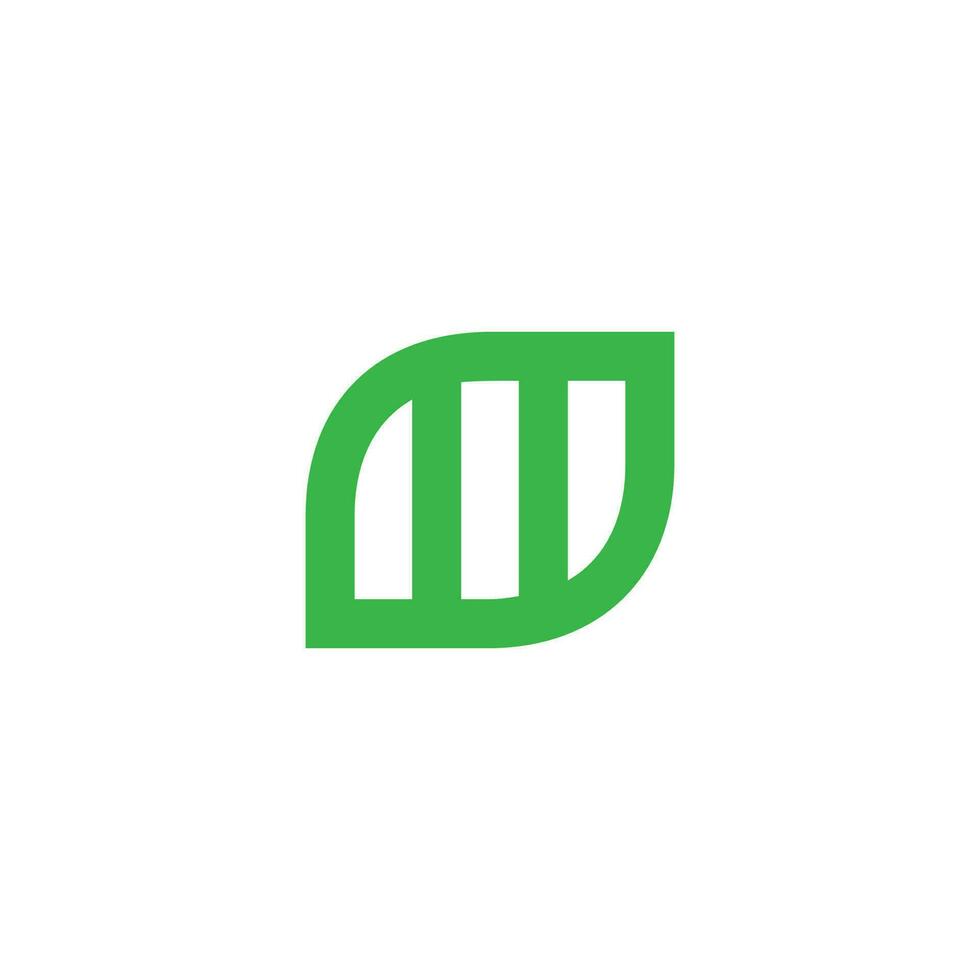 letter m symbol green nature geometric design logo vector