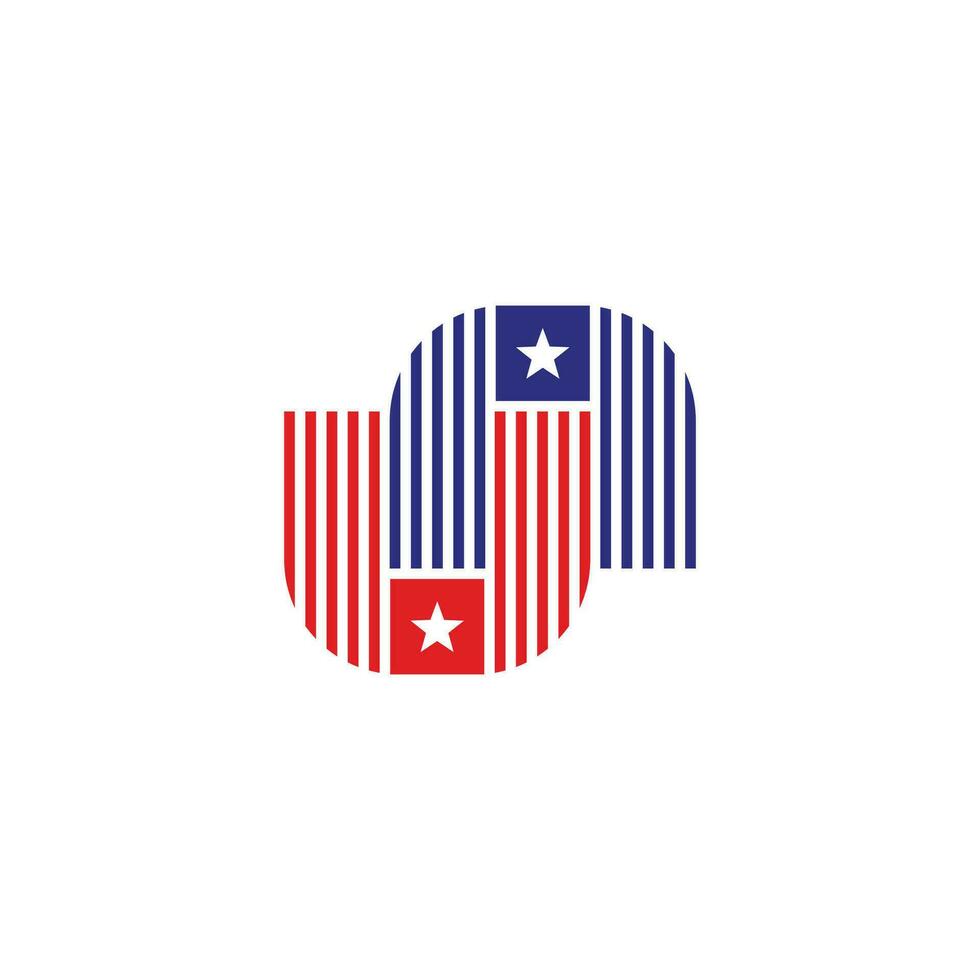 letter un star flag nations symbol logo vector
