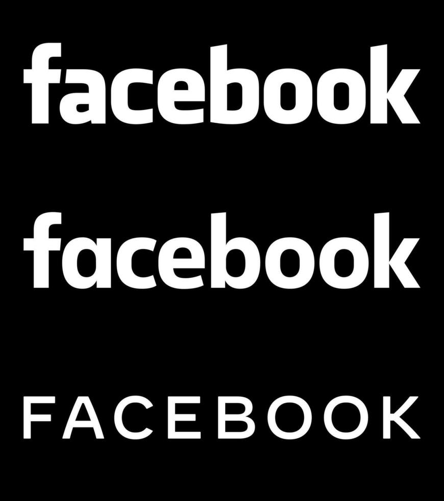 Facebook texto logo - vector conjunto colección - negro silueta fuente - aislado. original Facebook nombre tipo para web página, móvil aplicación o impresión materiales