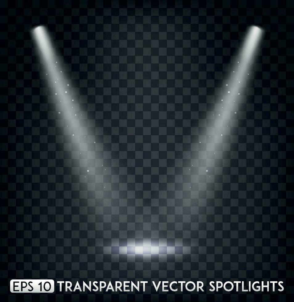 White Vector Spot Lights. Spotlights Effect For Party, Scene, Stage, Gallery or Holiday Design
