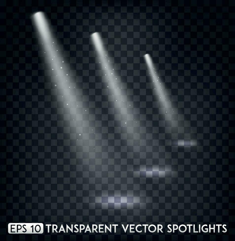 White Vector Spot Lights. Spotlights Effect For Party, Scene, Stage, Gallery or Holiday Design