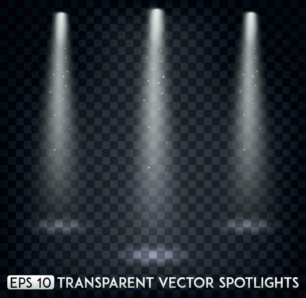 White Vector Spot Lights. Spotlights Effect For Party, Scene, Stage, Gallery or Holiday Design