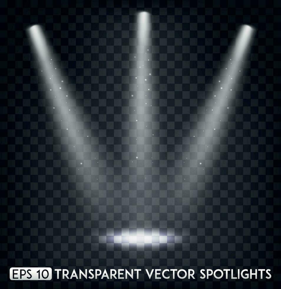 White Vector Spot Lights. Spotlights Effect For Party, Scene, Stage, Gallery or Holiday Design