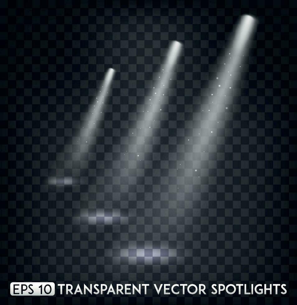 White Vector Spot Lights. Spotlights Effect For Party, Scene, Stage, Gallery or Holiday Design