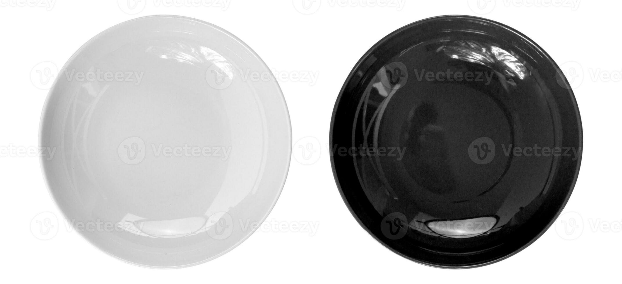 Top view of empty plate isolate on white background photo