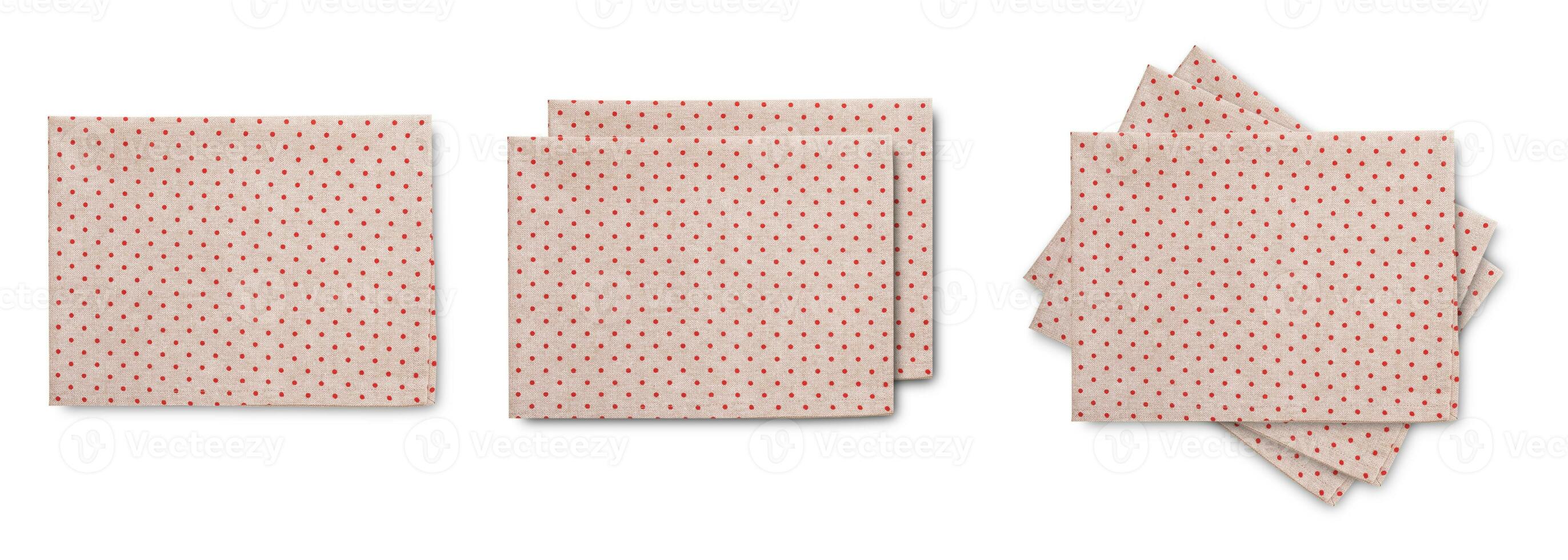 Canvas napkins isolated on white, top view set photo