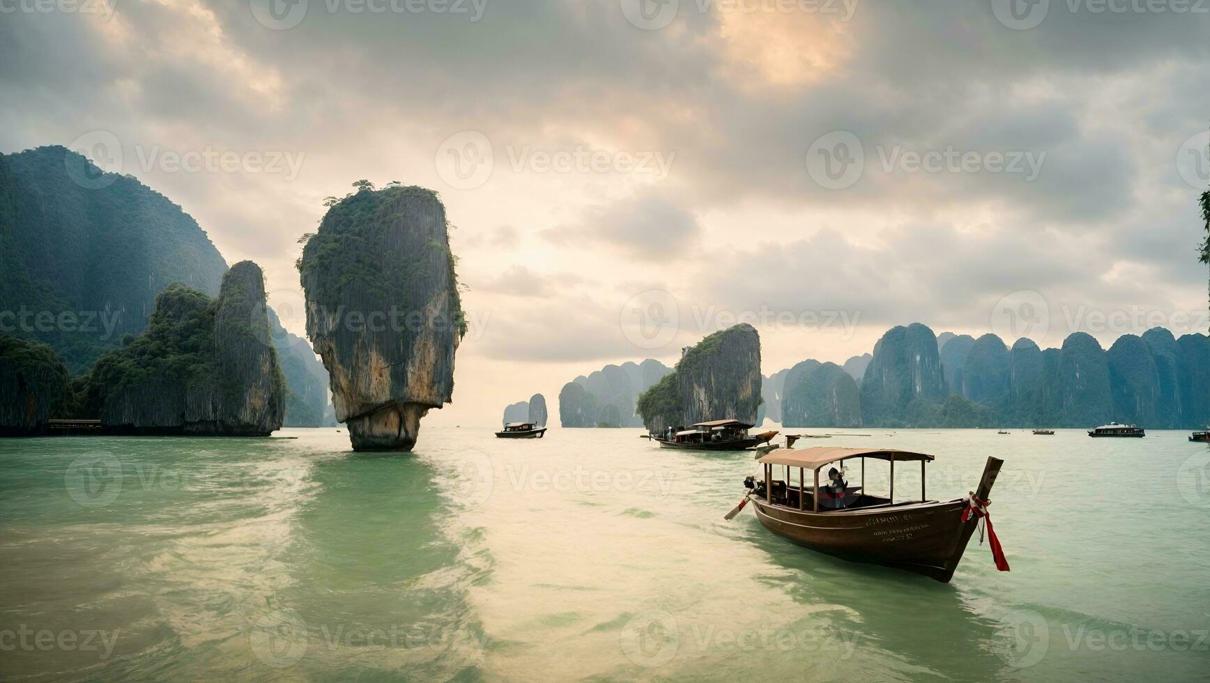 Amazed nature scenic landscape James bond island . Ai Generated photo