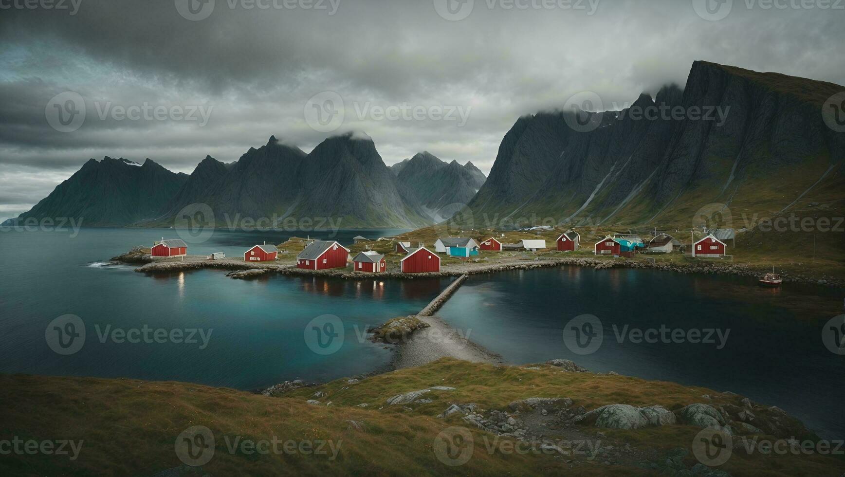 Sakrisoy, Lofoten Island, Norway. Ai Generated photo