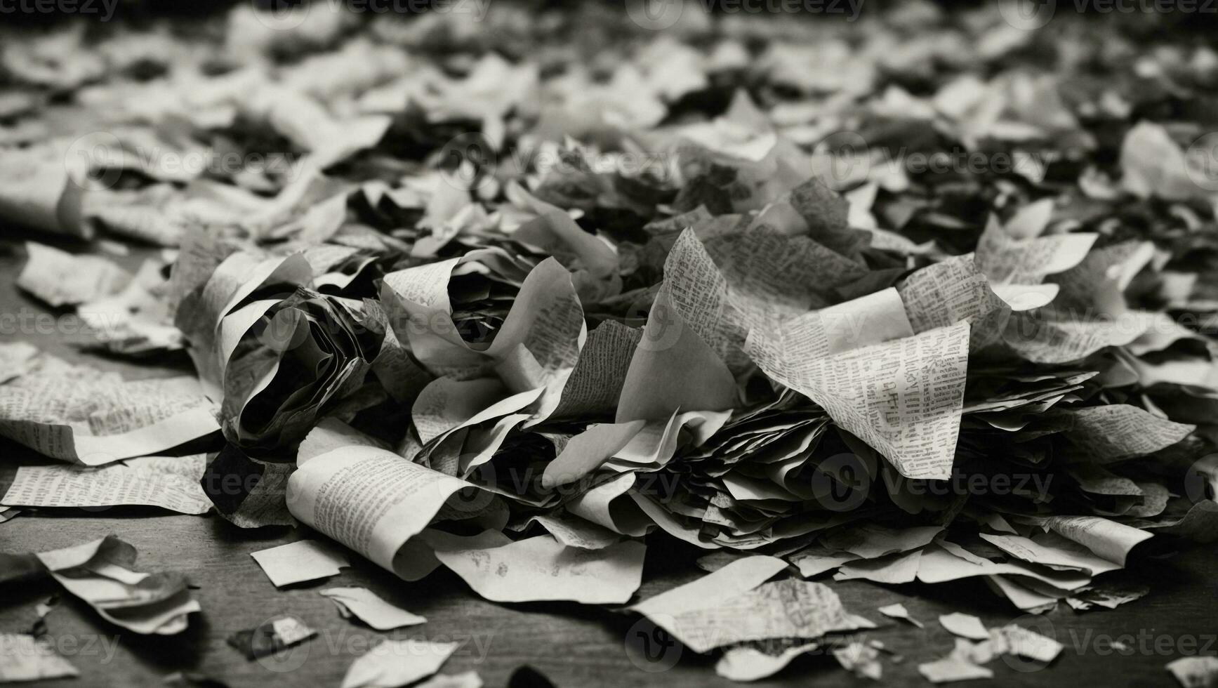 Torn Clippings Scrap Paper Black and White. Ai Generated photo