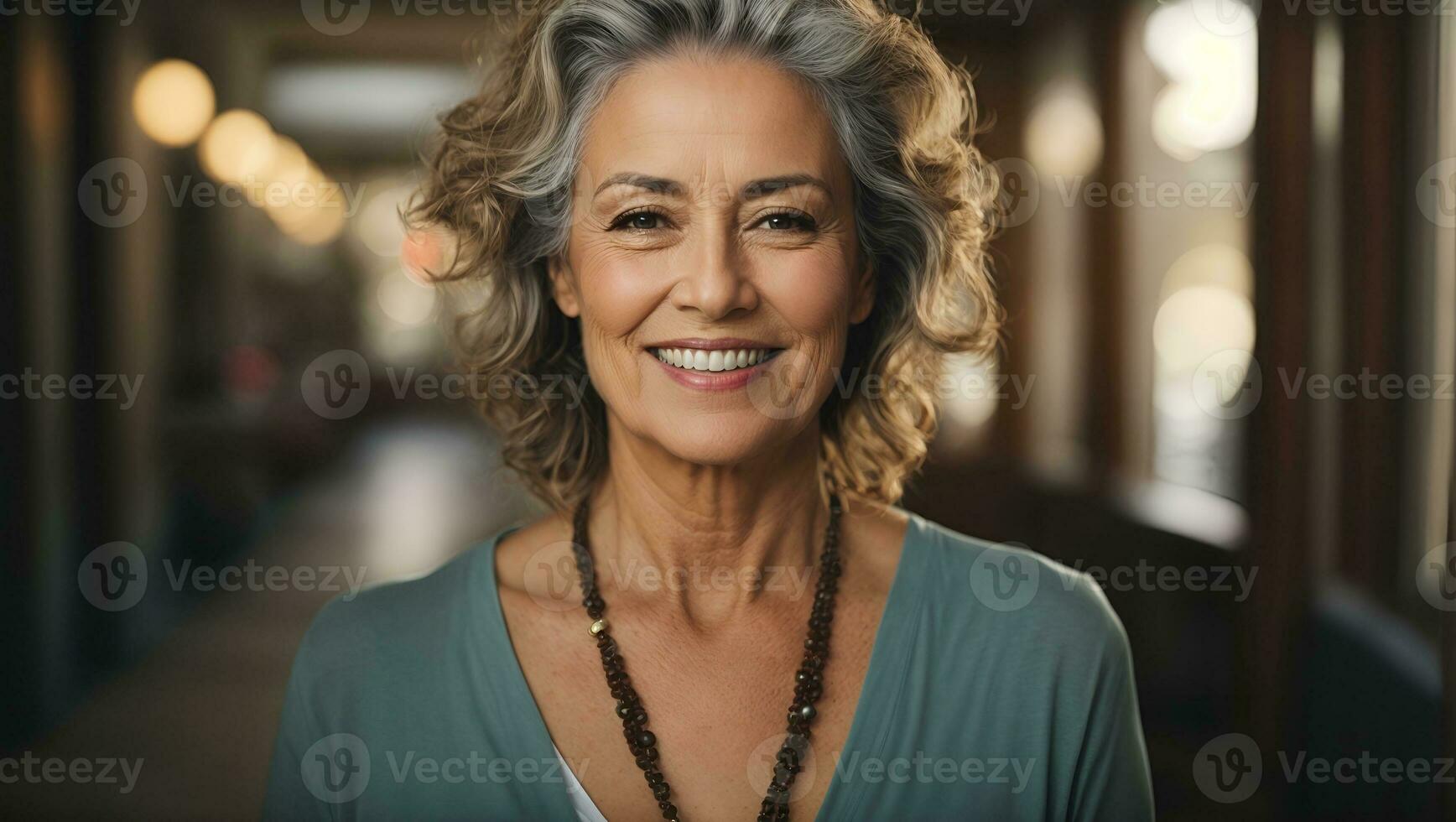 Portrait of happy mature model.. Ai Generated photo