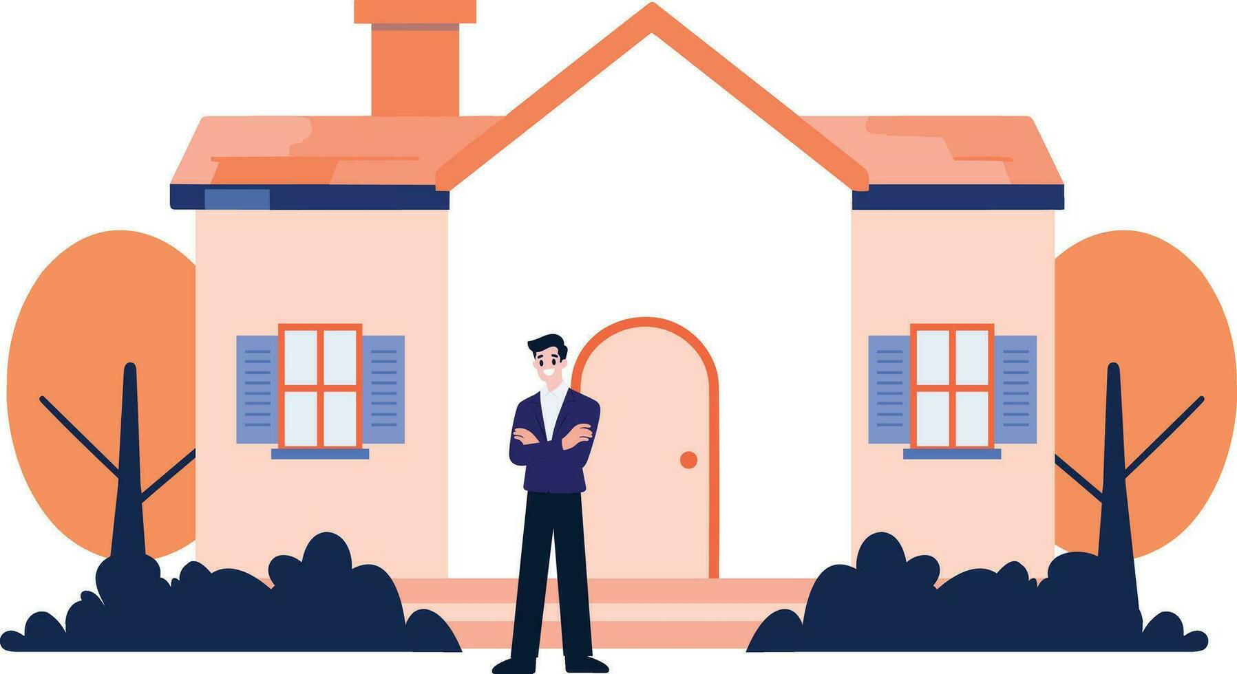 Hand Drawn Real estate agent character in flat style vector