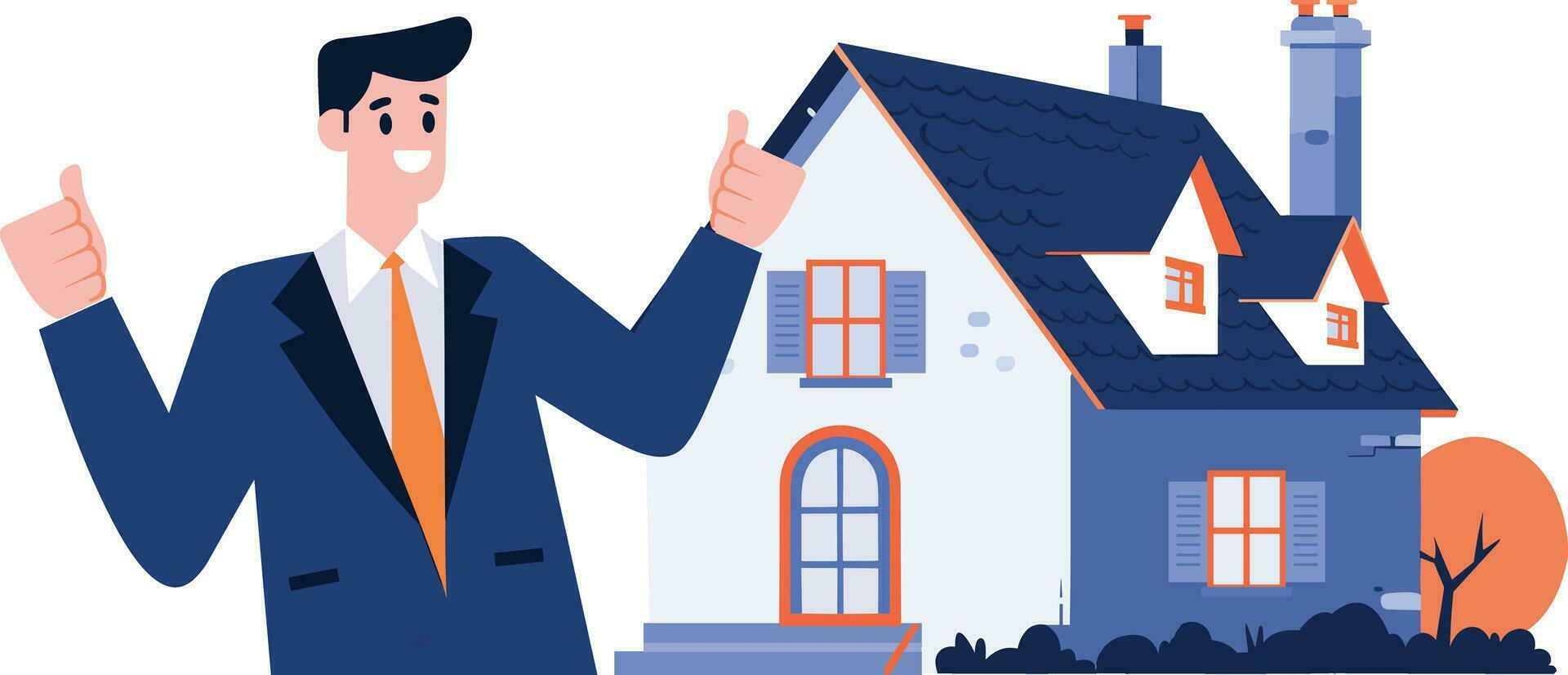 Hand Drawn Real estate agent character in flat style vector